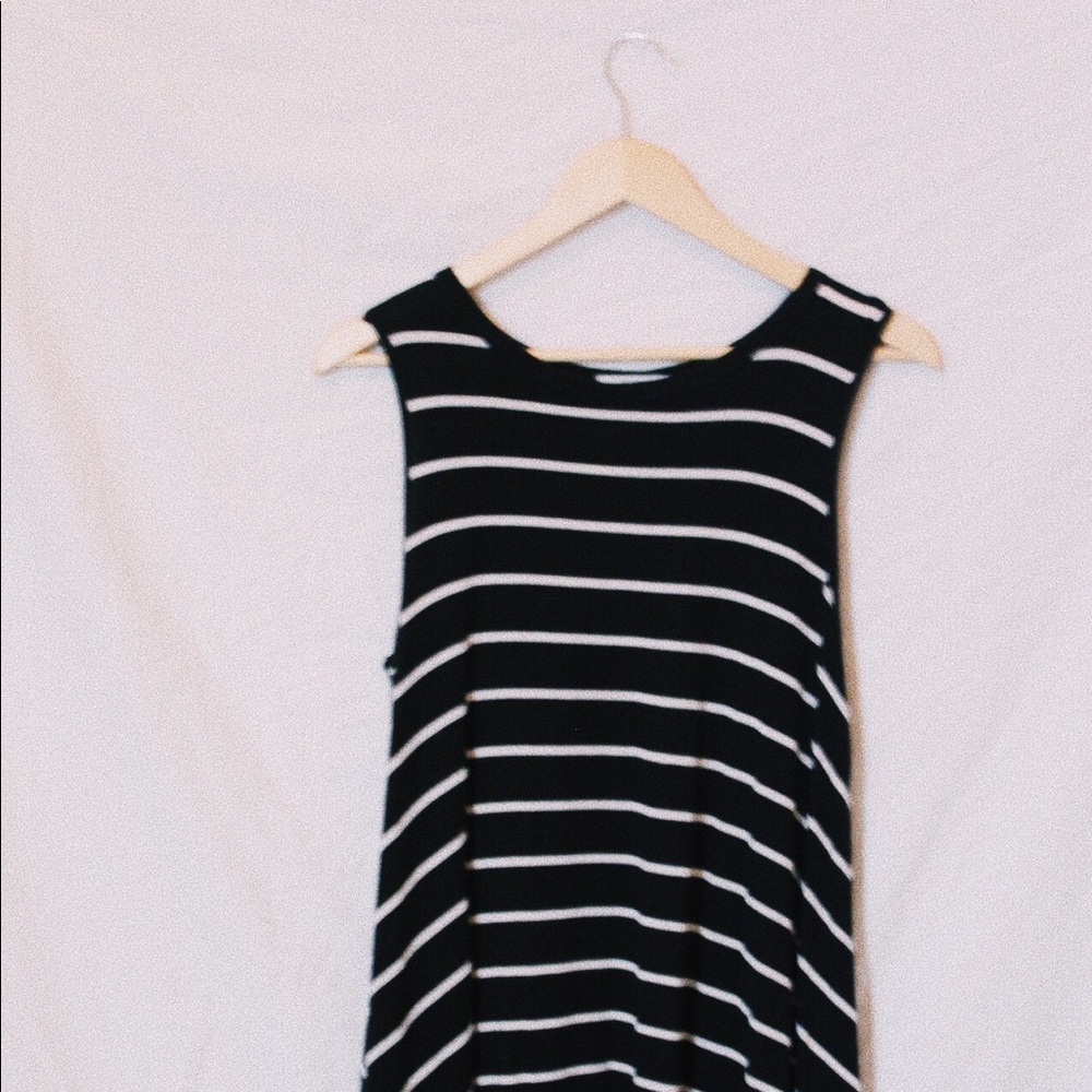 BLACK AND WHITE STRIPPED TEE SHIRT TANK TOP DRESS